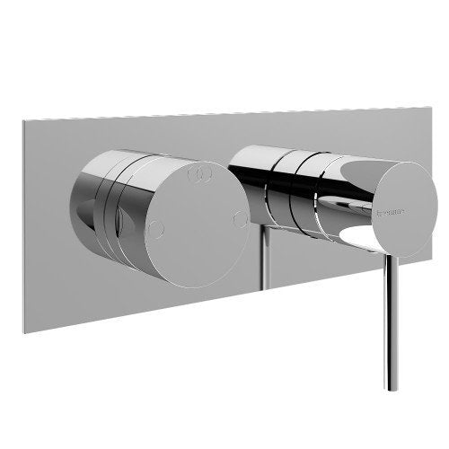 Treemme Up+ Miscelatore doccia monocomando 2 uscite senza Cromo Lucido, vista frontale della maniglia e della bocca di...