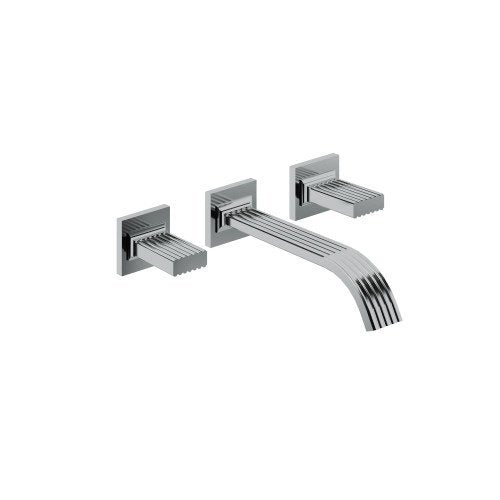 Treemme Kea RWIT7A52CCKO gruppo lavabo a muro 200 mm senza Cromo Lucido ambientato su piano bagno con accessori...