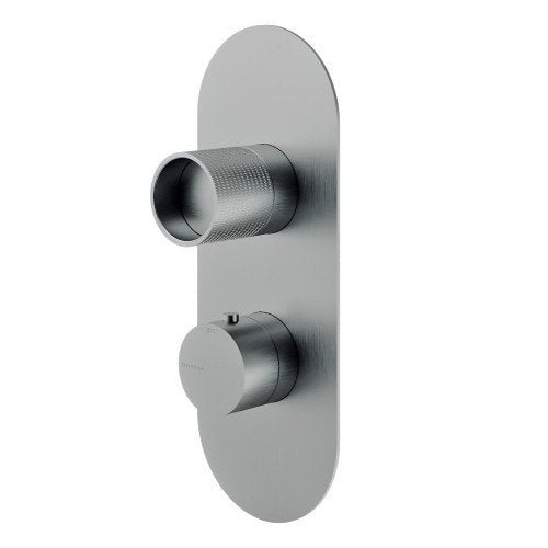 Treemme Watertube RWIT8A46IS19 miscelatore termostatico Acciaio in satinato, vista frontale della maniglia e della bocca...