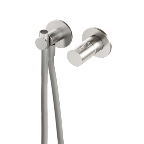 Treemme 3.6 idroscopino bidet e wc con miscelatore senza Acciaio in acciaio inox e satinato, vista frontale della...