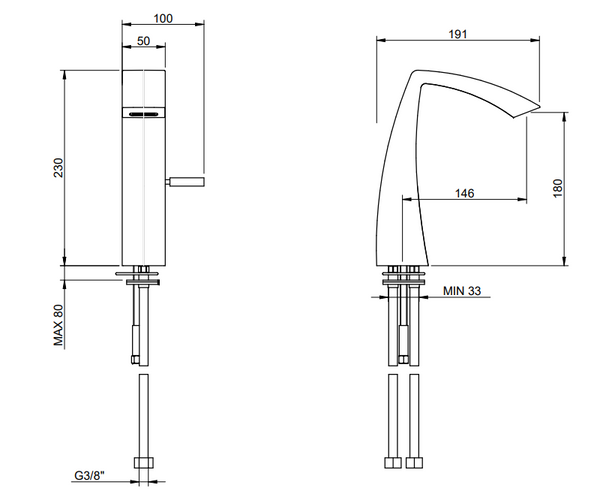 Treemme Arche miscelatore lavabo medio 180 mm cromo IT0227CCAHZZ