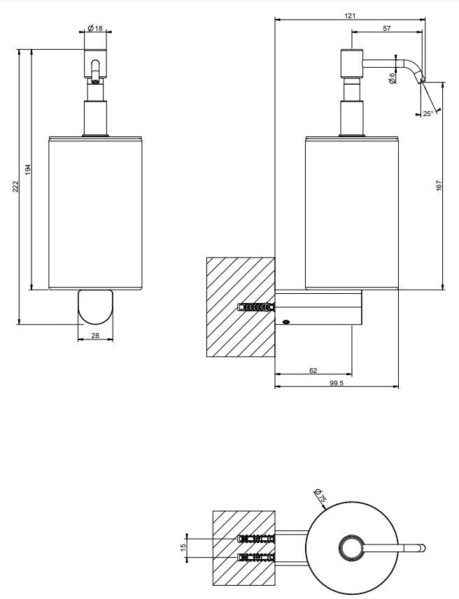 Dispenser sapone liquido a Parete Bianco cromo Rilievo Gessi, dettaglio ravvicinato del materiale e dell'aggancio