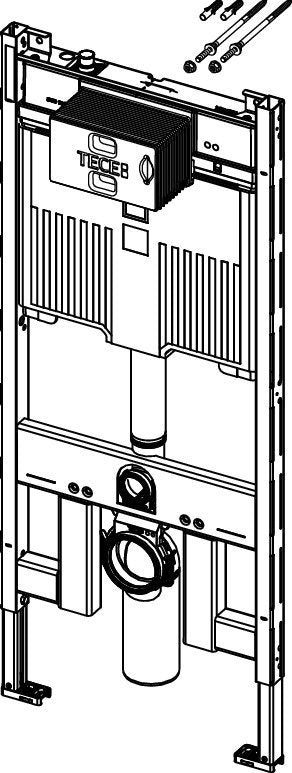 Tece TECEprofil modulo WC con cassetta Octa 8 cm altezza di, vista frontale su sfondo bianco - Tece Italia