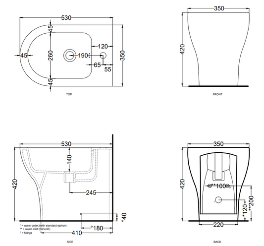 Cielo Enjoy Bidet Filo Muro A Pavimento 53x35 Monoforo Basalto