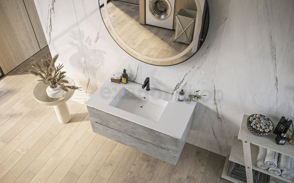Mobile bagno grigio 100x45 San Marino con lavabo in mineralmarmo