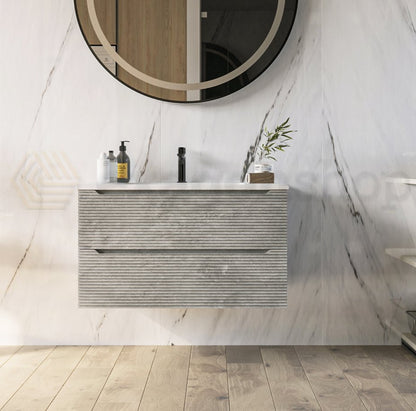 Mobile bagno grigio 80x45 San Marino con lavabo in mineralmarmo