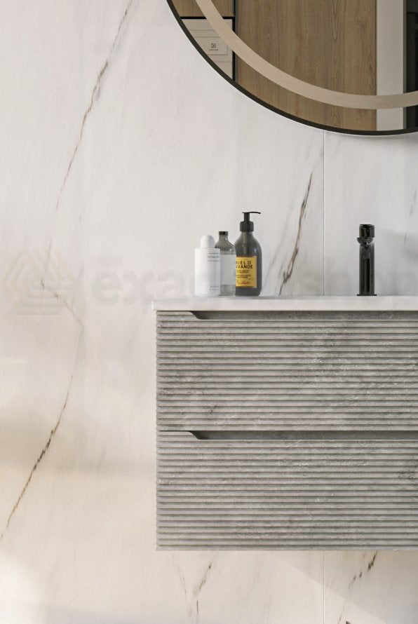 Mobile bagno grigio 80x45 San Marino con lavabo in mineralmarmo