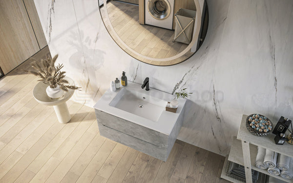 Mobile bagno grigio 80x45 San Marino con lavabo in mineralmarmo