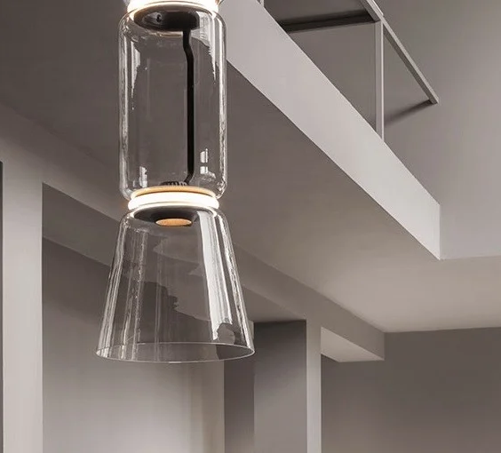 Flos Noctambule Suspension 1 Lampada sospesa Low Cylinder Nero spenta, dettaglio del corpo lampada e dei materiali