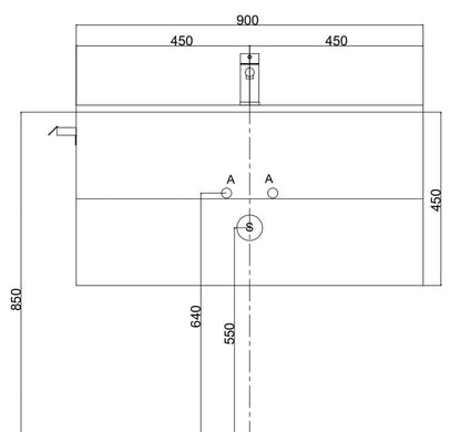 Mobile bagno petrolio 90x46 cannettato Urbino con lavabo ceramica
