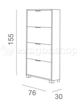 Capri scarpiera salvaspazio 76x30 con 4 ante a ribalta H 155 olmo chiaro