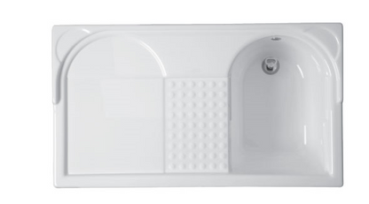 Colavene Duo mobile lavatoio 106x60 coprilavatrice con vasca destra e cesto portabiancheria bianco lucido