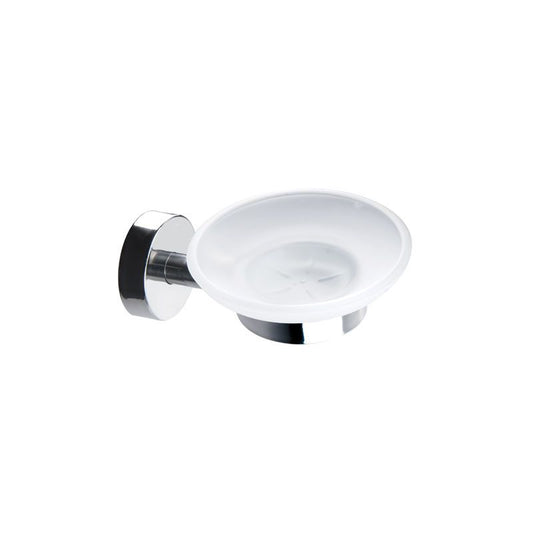New Line M3 portasapone tondo a muro In vetro acidato e Acciaio Inox cromo