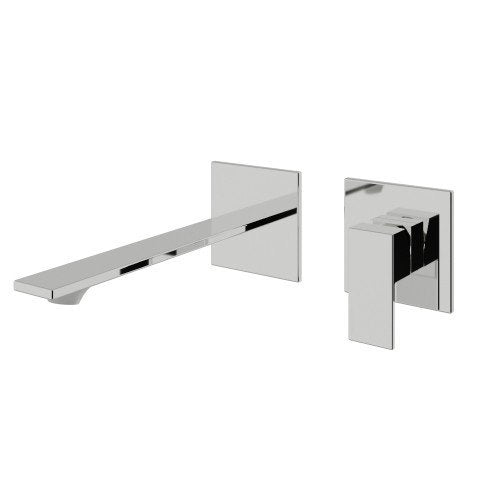 Treemme Q30 RWIT4BC5CC01 miscelatore lavabo incasso 185 mm Cromo Lucido ambientato su piano bagno con accessori...