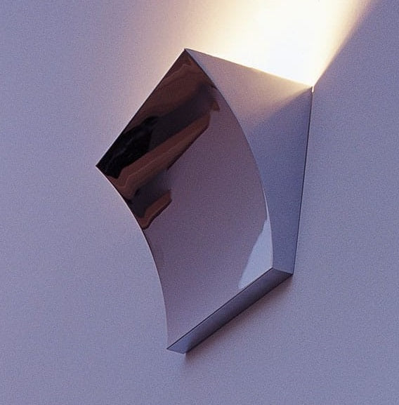 Flos Pochette Up Down Led Lampada a Parete cromo spenta, dettaglio del corpo lampada e dei materiali
