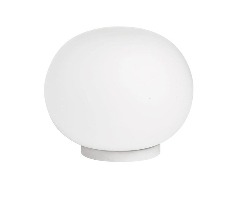 Flos Mini Glo-ball Table Lampada 11 cm Da Tavolo Bianco spenta, dettaglio del corpo lampada e dei materiali