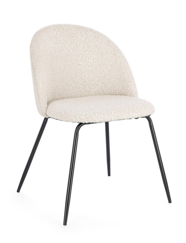 Andrea Bizzotto Tanya sedia effetto boucle avorio e gambe nero 0734366