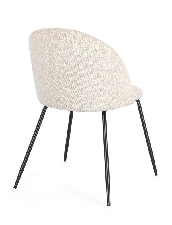 Andrea Bizzotto Tanya sedia effetto boucle avorio e gambe nero 0734366