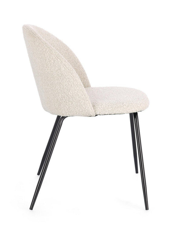 Andrea Bizzotto Tanya sedia effetto boucle avorio e gambe nero 0734366