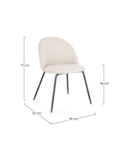 Andrea Bizzotto Tanya sedia effetto boucle avorio e gambe nero 0734366