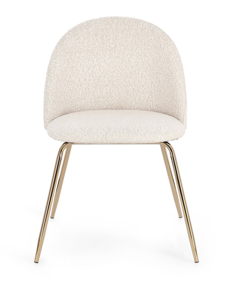 Andrea Bizzotto Tanya sedia effetto boucle avorio gambe oro, dettaglio ravvicinato dei materiali