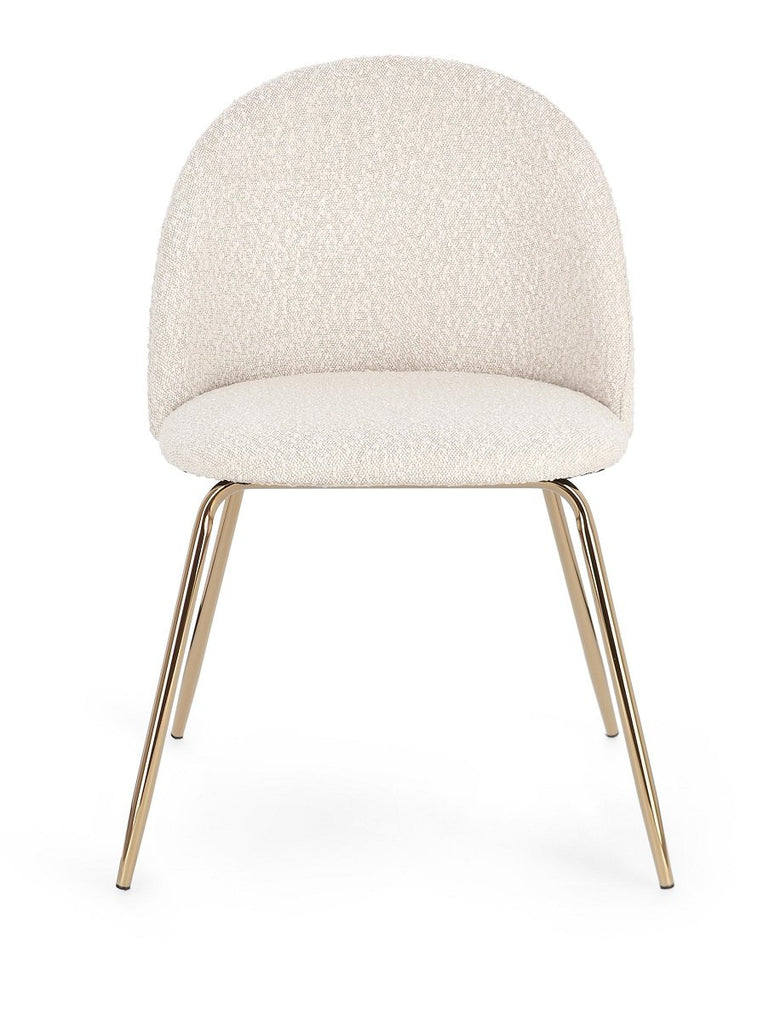 Andrea Bizzotto Tanya sedia effetto boucle avorio gambe oro, dettaglio ravvicinato dei materiali