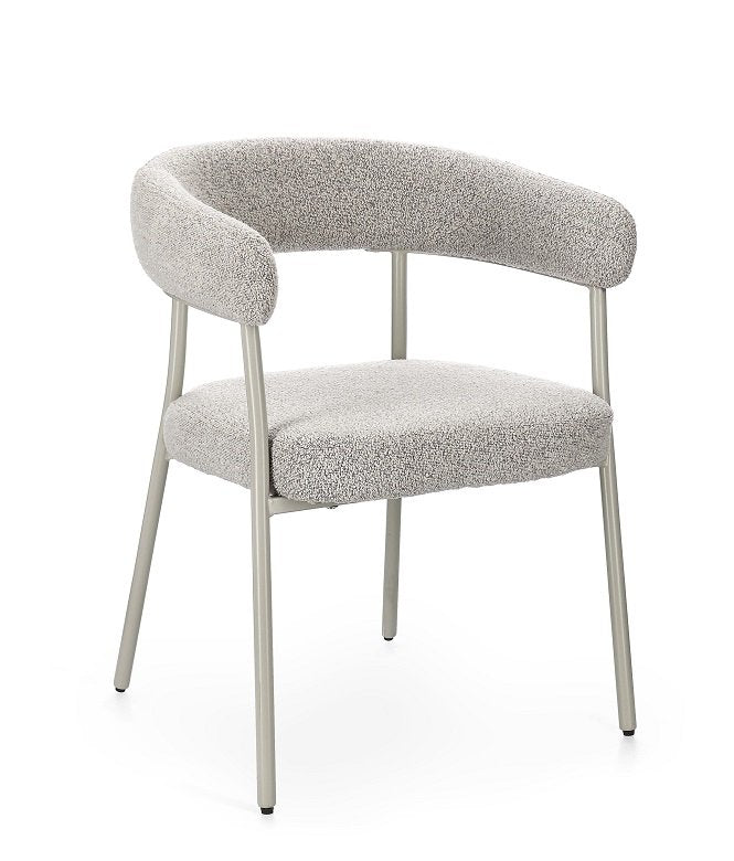 Andrea Bizzotto Giaele sedia effetto boucle warm grey e, dettaglio ravvicinato dei materiali