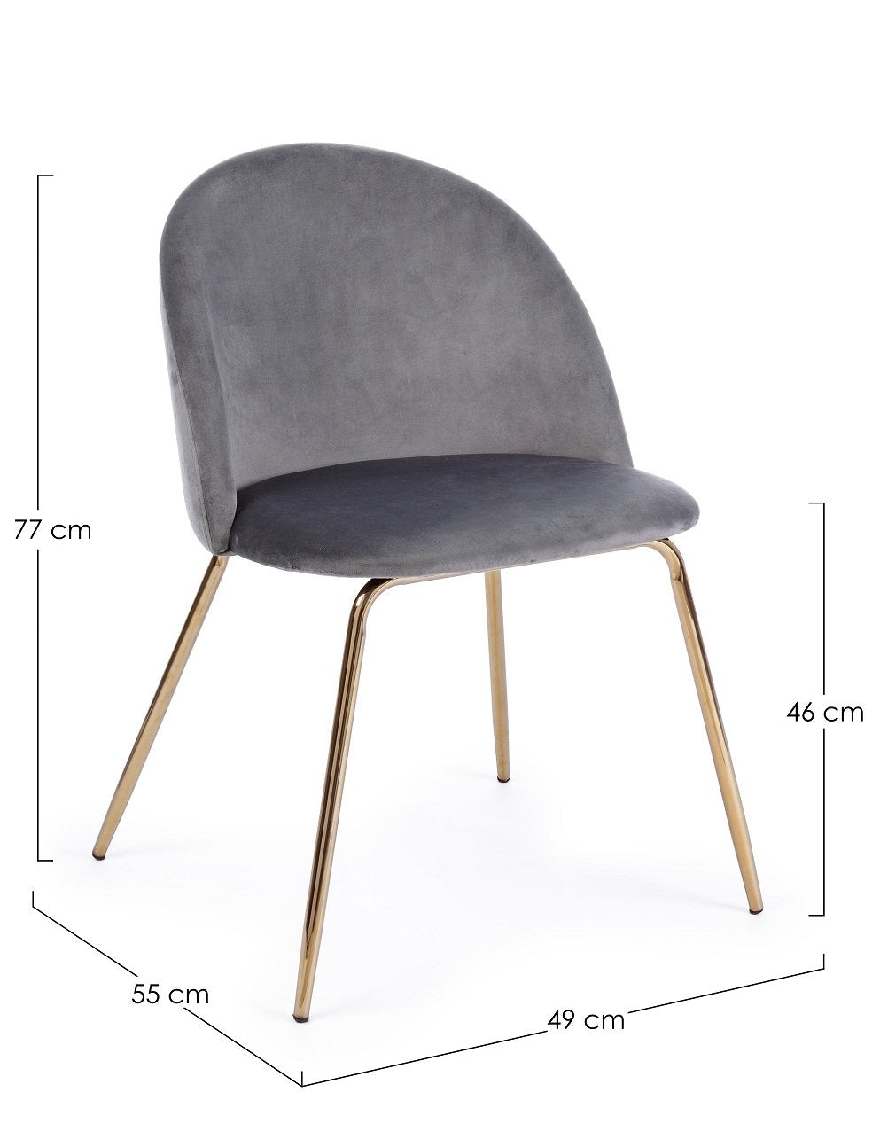 Andrea Bizzotto Tanya sedia effetto velluto grigio scuro ambientato in spazio living con arredi coordinati