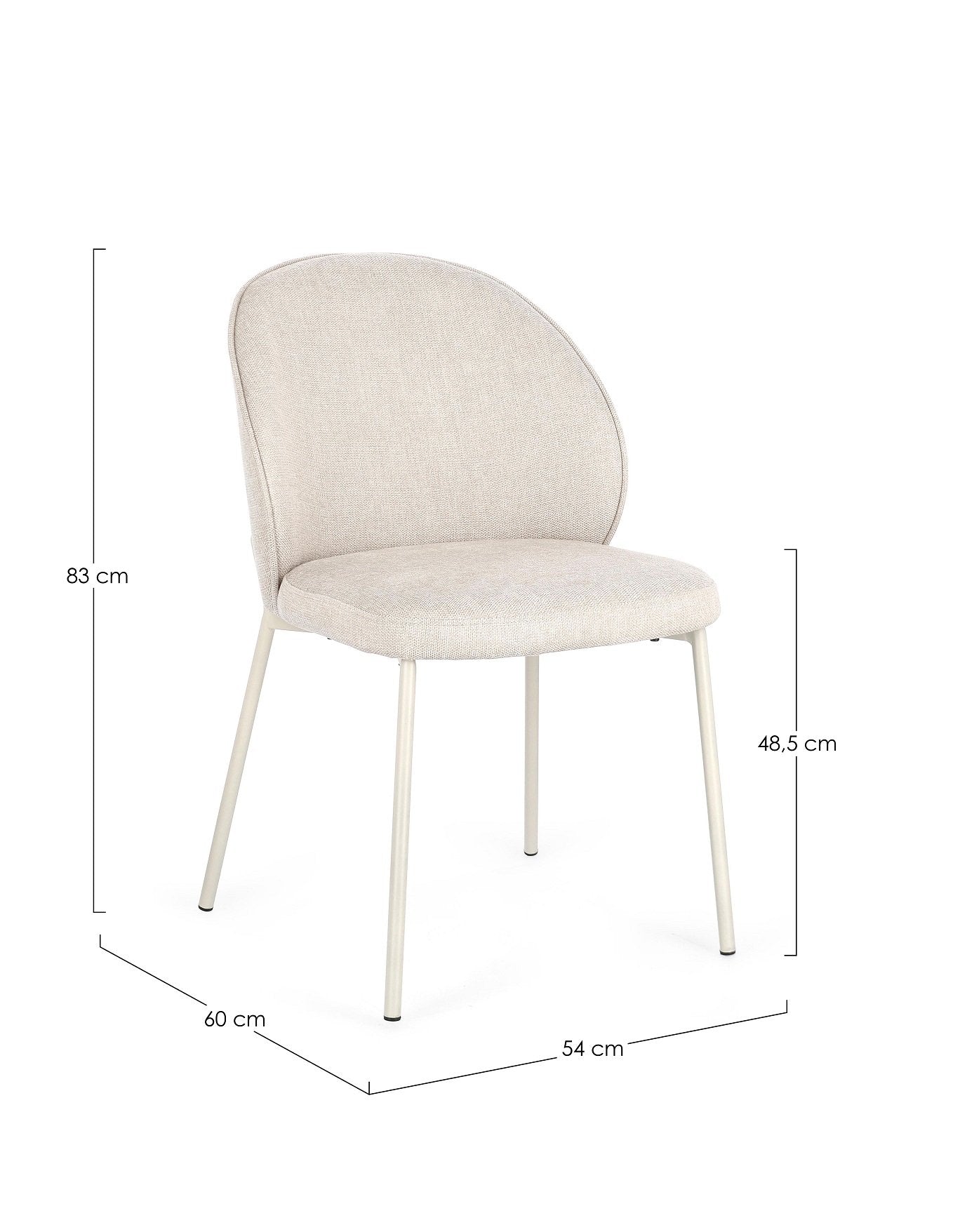 Andrea Bizzotto Wendy sedia in tessuto beige ambientato in spazio living con arredi coordinati