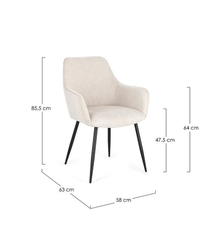 Andrea Bizzotto Cora sedia in tessuto beige e gambe nero 0730124