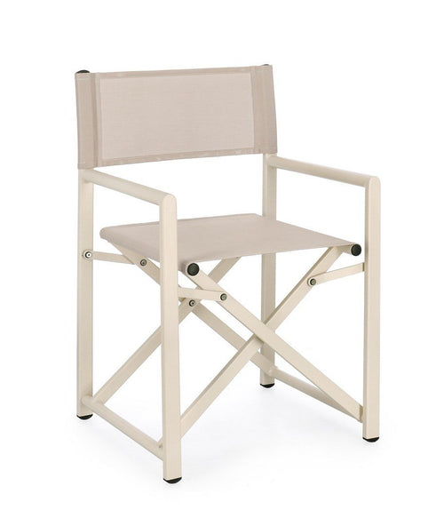 Andrea Bizzotto Taylor Sedia regista in alluminio whisper Beige, vista laterale della struttura e del profilo