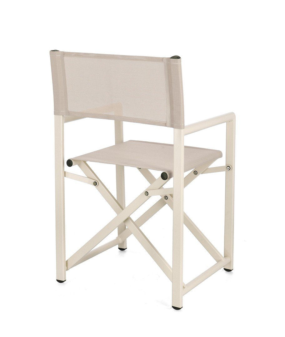 Andrea Bizzotto Taylor Sedia regista in alluminio whisper Beige, dettaglio ravvicinato dei materiali