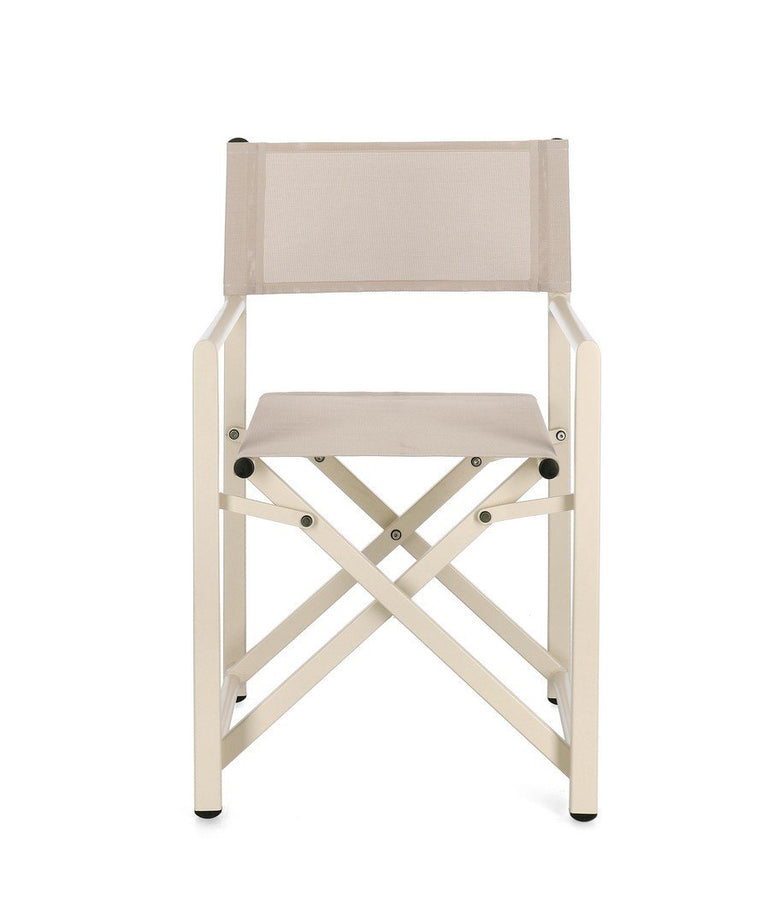 Andrea Bizzotto Taylor Sedia regista in alluminio whisper Beige ambientato in spazio living con arredi coordinati
