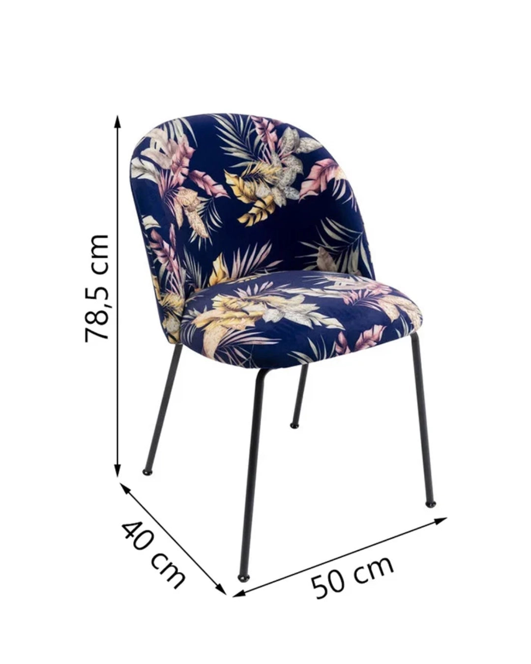 Cecil Flower sedia design fantasia con gambe in acciaio nero