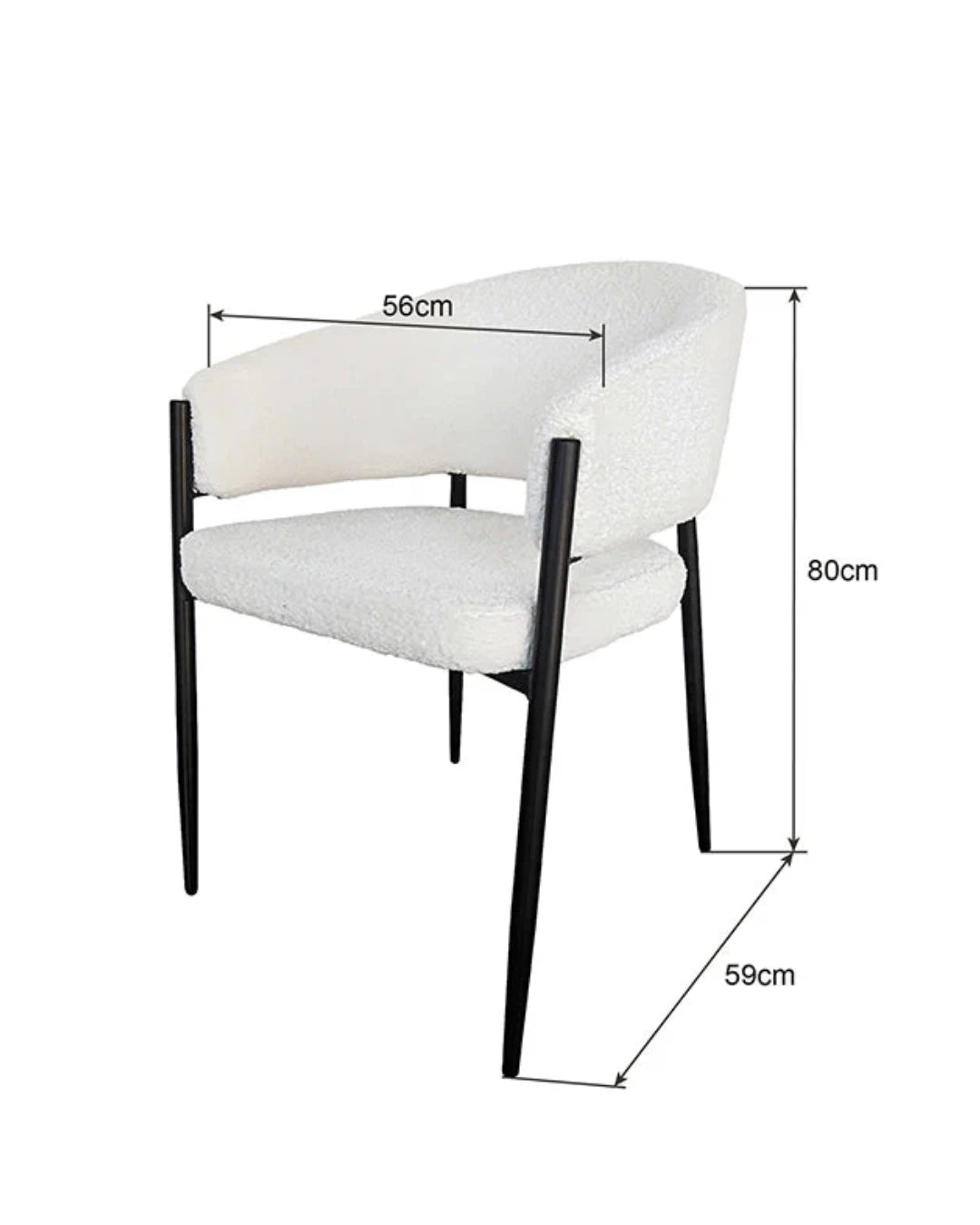 Sedia da pranzo in tessuto effetto boucle bianco