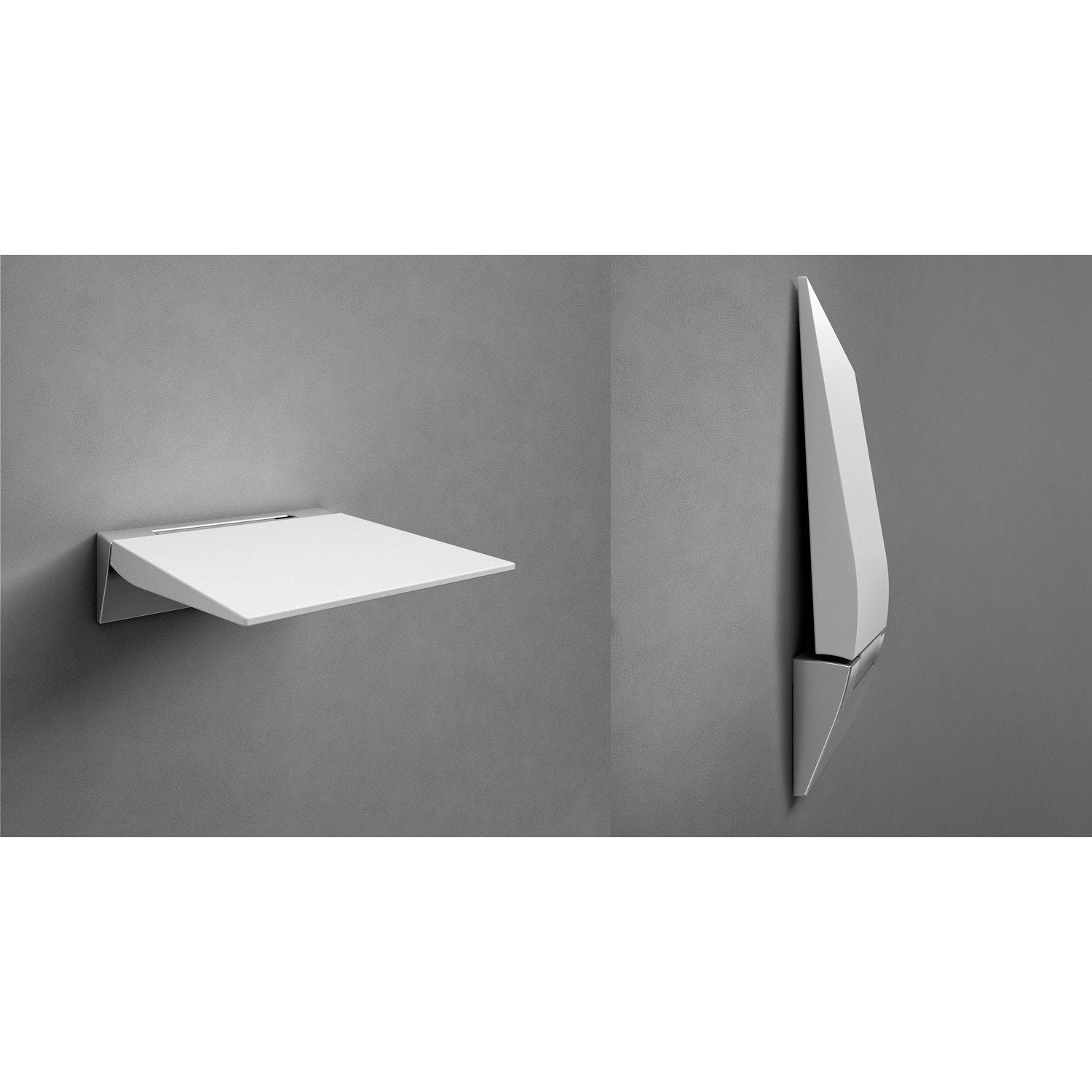 Koh-i-noor 5468Kv sedile doccia ribaltabile 32x37 a muro 00 Bianco in alluminio e abs installato in bagno moderno con...