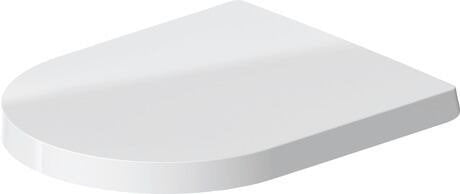 Sedile rallentato per wc Bianco Me By Starck Duravit, vista frontale su sfondo bianco