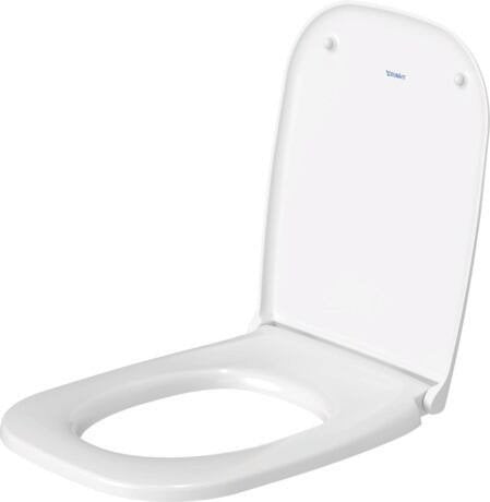 Sedile wc con chiusura rallentata e cerniere in plastica, vista laterale del profilo e della forma