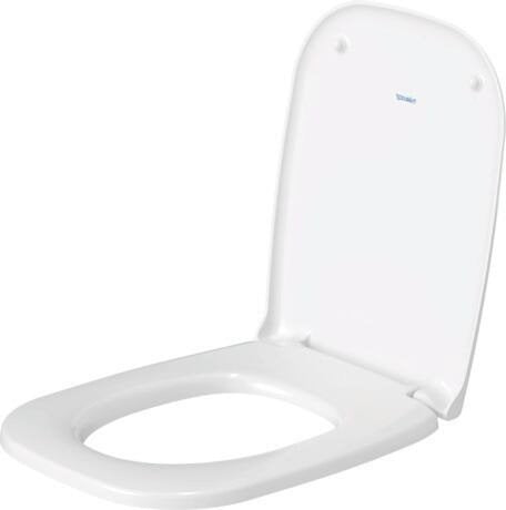 Sedile wc normale con Cerniere Inox D-Code Duravit Bianco in acciaio inox ambientato su piano bagno con accessori