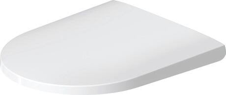 Sedile wc soft close con coperchio rimovibile bianco lucido, vista frontale su sfondo bianco