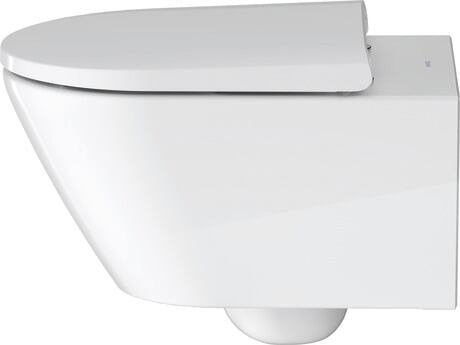 Sedile wc soft close con coperchio rimovibile bianco lucido, vista laterale del profilo e della forma