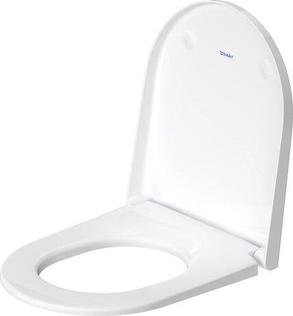 Sedile wc soft close con coperchio rimovibile bianco lucido ambientato su piano bagno con accessori