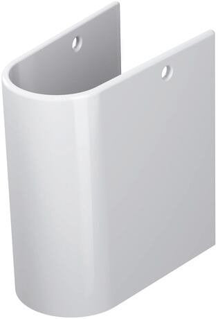 Semicolonna Per Lavabo sospeso in ceramica Bianco Duravit ambientato su piano bagno con accessori