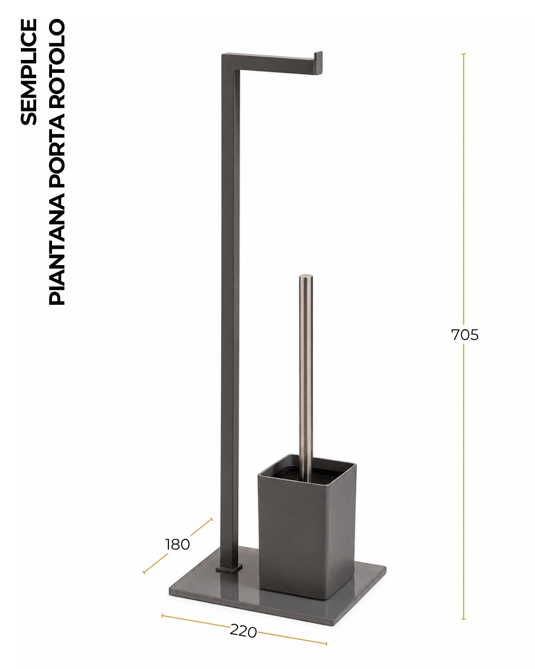 Semplice Piantana portarotolo e portascopino grigio con base in vetro