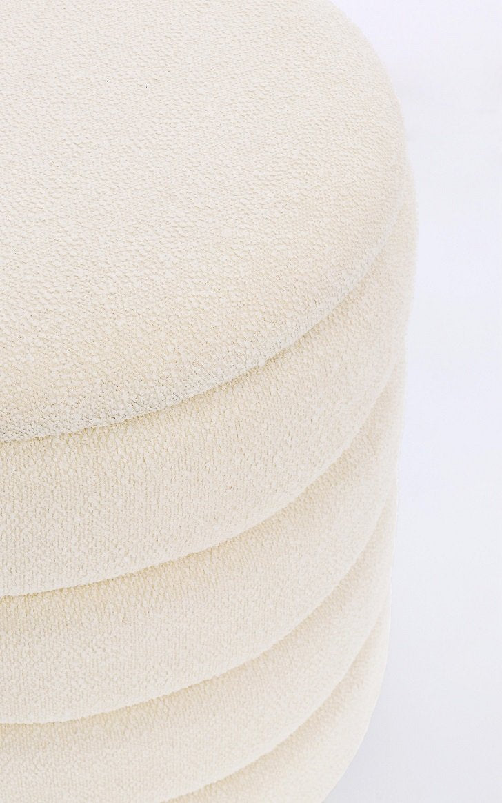 Andrea Bizzotto Katerina Set 2 Pouf Contenitore Boucle, dettaglio ravvicinato dei materiali