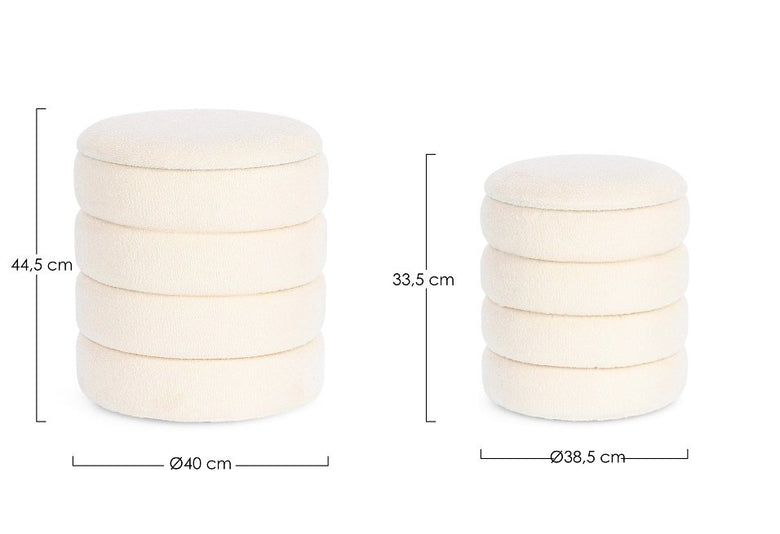 Andrea Bizzotto Katerina Set 2 Pouf Contenitore Boucle visto dall'alto, composizione e proporzioni