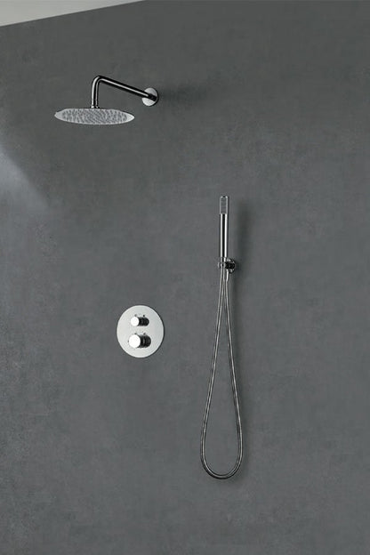 Set doccia termostatico da incasso con soffione 25 cm doccetta e flessibile cromo Melin