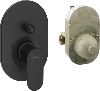 Hansgrohe Rebris S Set Miscelatori Lavabo Coolstart Bidet con scarico e Doccia 2 Vie e Parte Incasso Nero Opaco