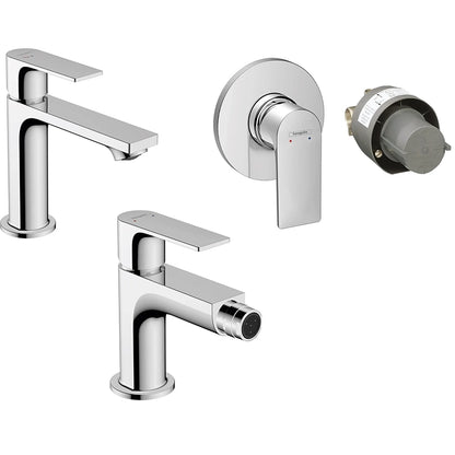 Hansgrohe Rebris E Set miscelatori lavabo e bidet con scarico e doccia 1 via con parte incasso cromo