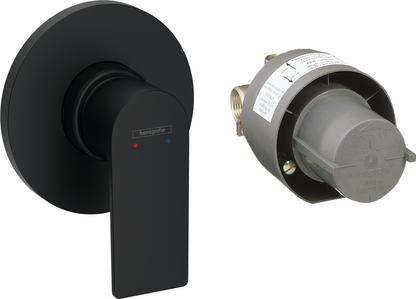 Hansgrohe Rebris E Set miscelatori lavabo coolstart bidet con scarico e doccia 1 via e parte incasso Nero Opaco